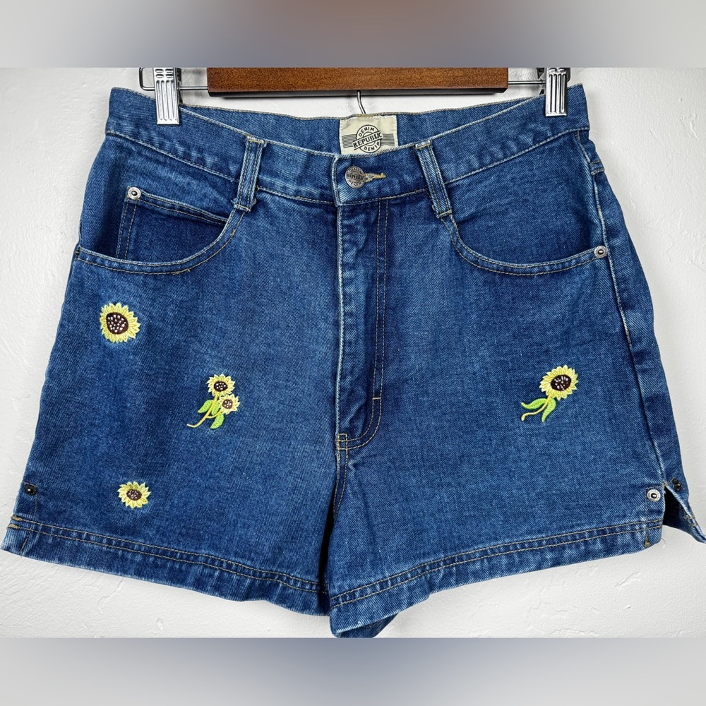 Vintage Republic Denim 100% Cotton with Sunflower Embroidery Size 11/12